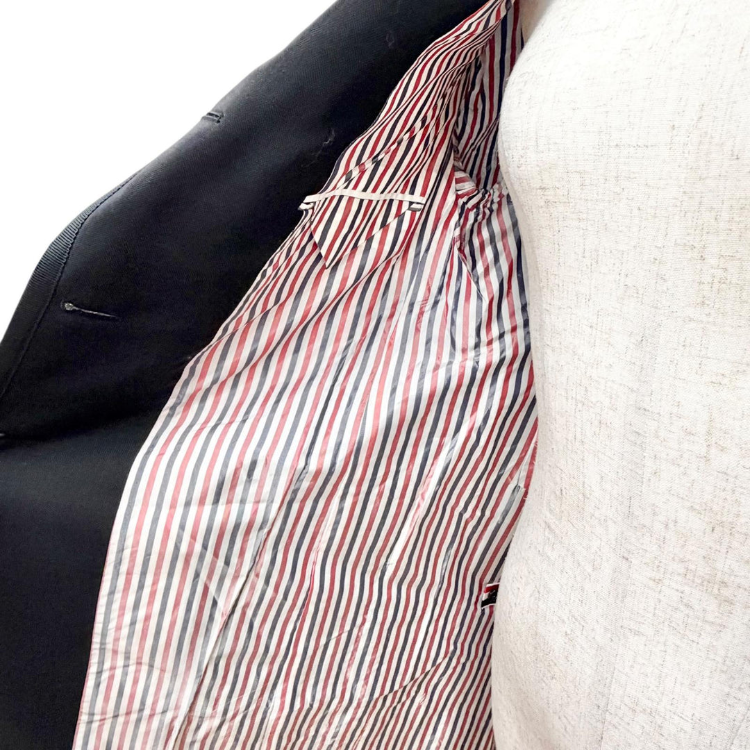 Excellent THOM BROWNE Tricolor striped lining, long coat 40 FOC320B