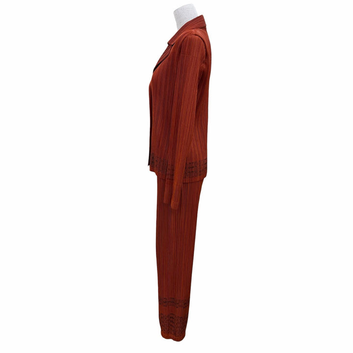 Excellent PLEATS PLEASE two-piece set jacket pants Brown polyester Women