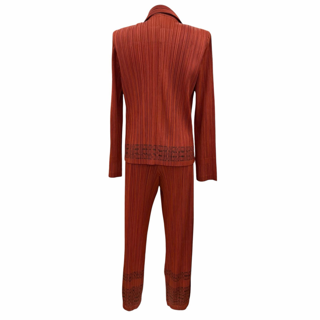 Excellent PLEATS PLEASE two-piece set jacket pants Brown polyester Women