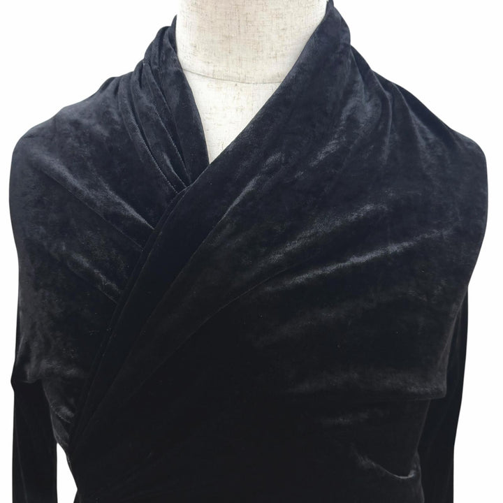 Excellent SAINT LAURENT PARIS T-shirt Gathered Velour Long Sleeve black