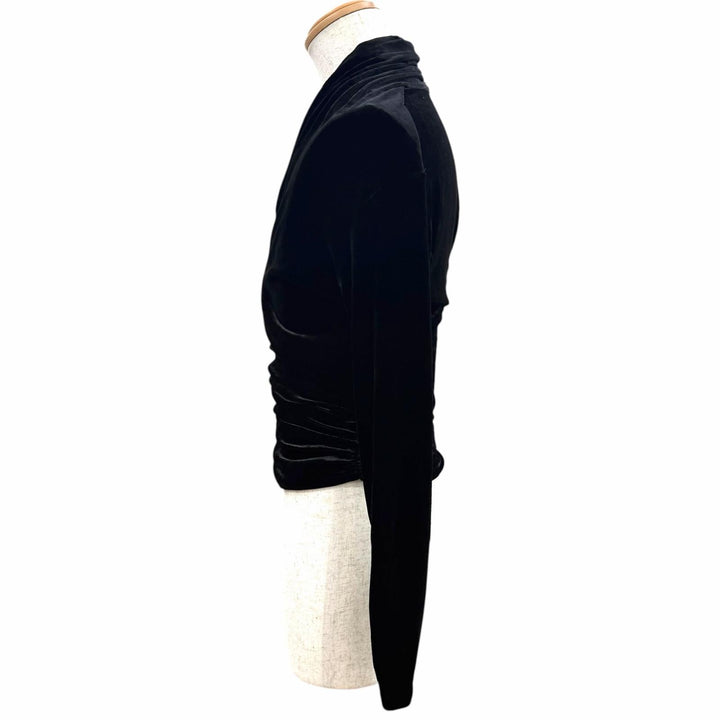 Excellent SAINT LAURENT PARIS T-shirt Gathered Velour Long Sleeve black