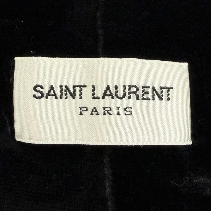 Excellent SAINT LAURENT PARIS T-shirt Gathered Velour Long Sleeve black