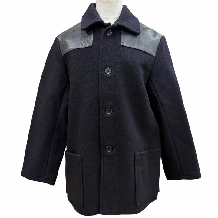 Excellent The REAL McCOY S Jacket Leather-trimmed Donkey black ー mens L MJ23125