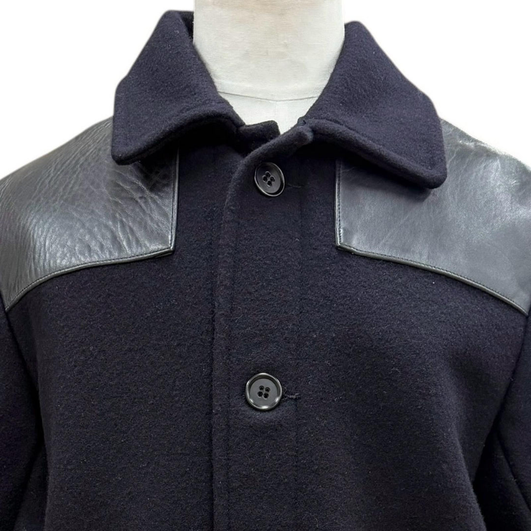 Excellent The REAL McCOY S Jacket Leather-trimmed Donkey black ー mens L MJ23125