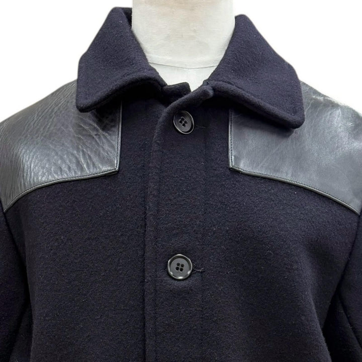 Excellent The REAL McCOY S Jacket Leather-trimmed Donkey black ー mens L MJ23125