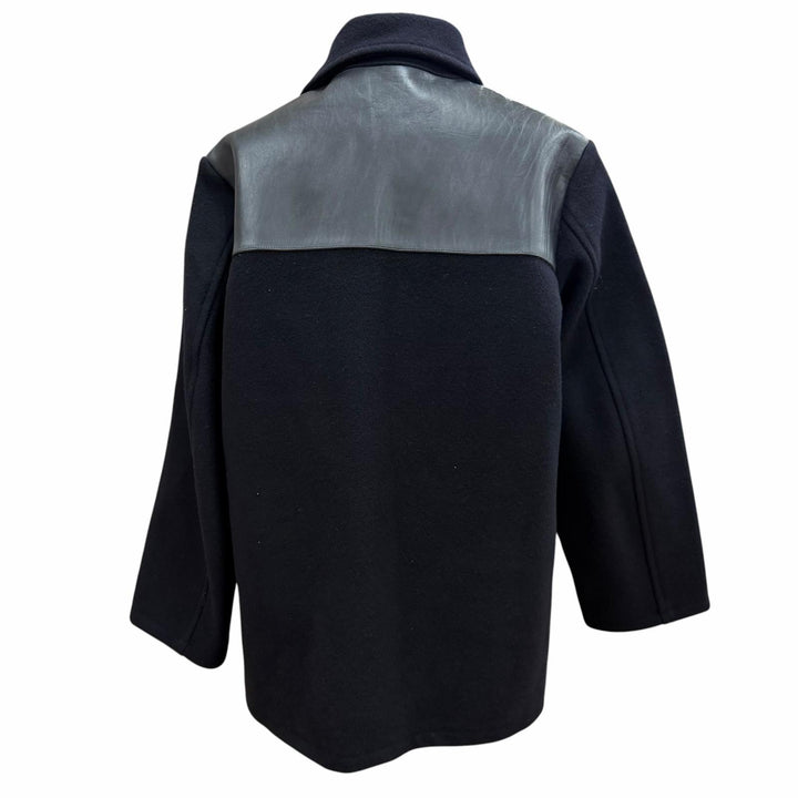 Excellent The REAL McCOY S Jacket Leather-trimmed Donkey black ー mens L MJ23125