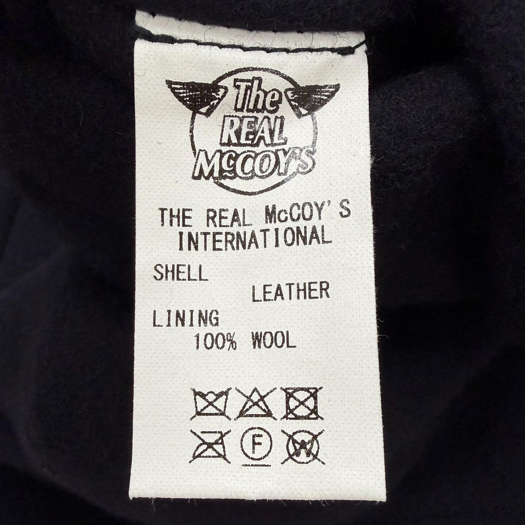 Excellent The REAL McCOY S Jacket Leather-trimmed Donkey black ー mens L MJ23125