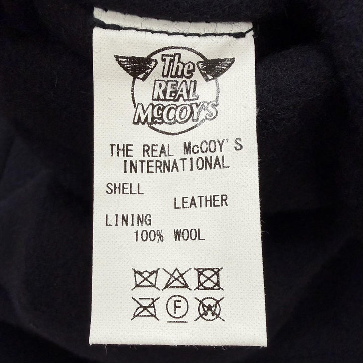 Excellent The REAL McCOY S Jacket Leather-trimmed Donkey black ー mens L MJ23125