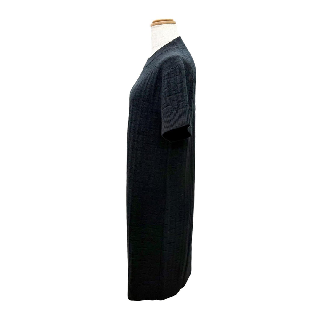 Excellent HERMES one piece H-motif short-sleeved knit black wool 36 3E2515DB