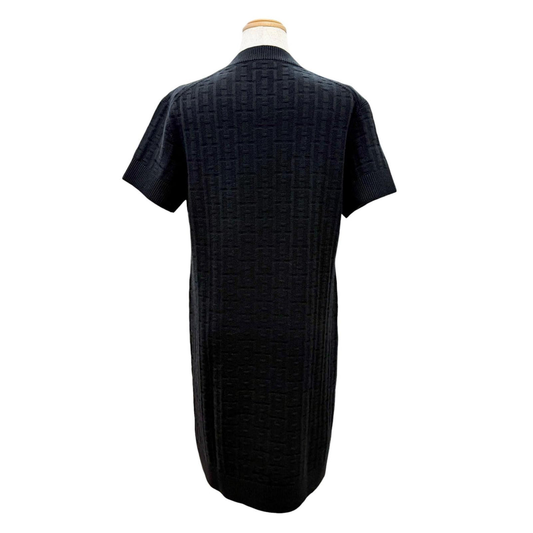 Excellent HERMES one piece H-motif short-sleeved knit black wool 36 3E2515DB