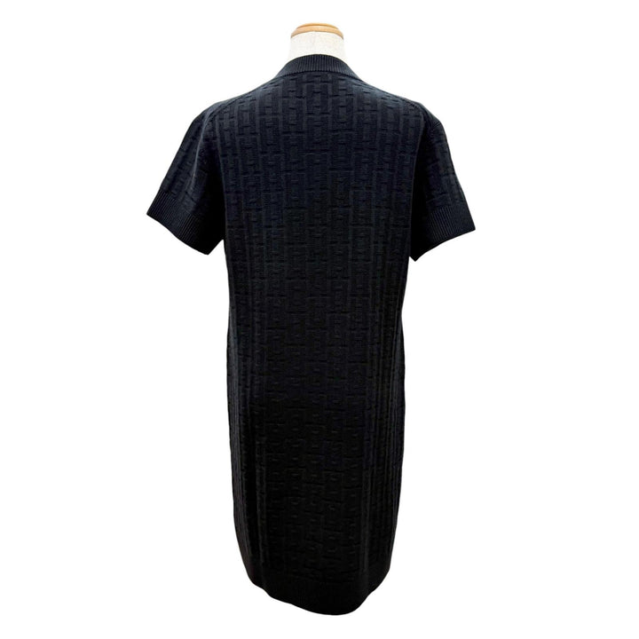 Excellent HERMES one piece H-motif short-sleeved knit black wool 36 3E2515DB