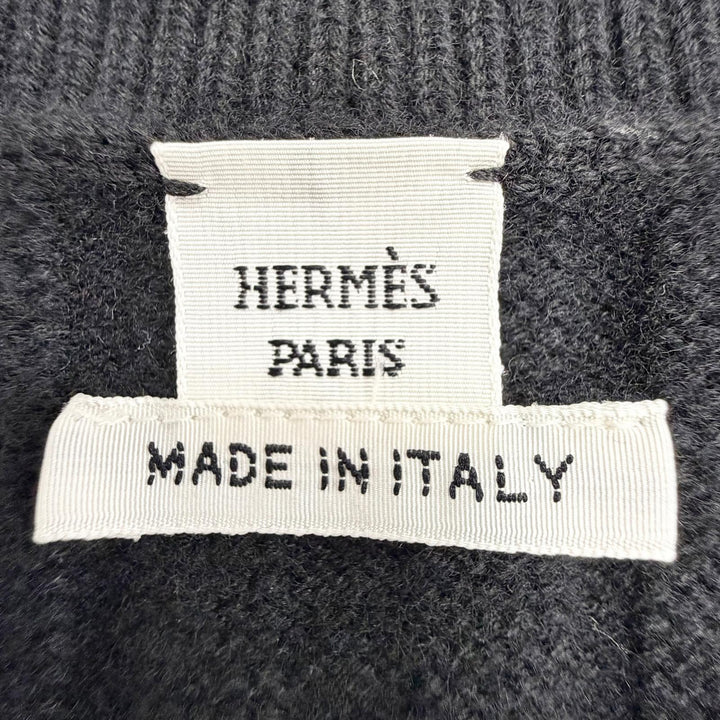 Excellent HERMES one piece H-motif short-sleeved knit black wool 36 3E2515DB