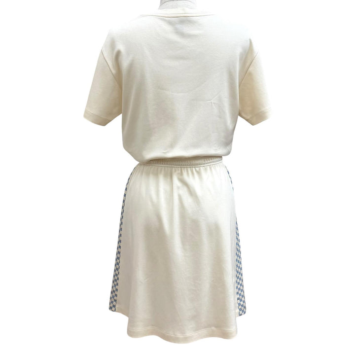 Excellent LOUIS VUITTON one piece Damier Front Drawstring Dress white cotton XS