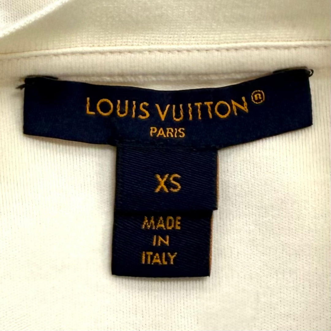 Excellent LOUIS VUITTON one piece Damier Front Drawstring Dress white cotton XS