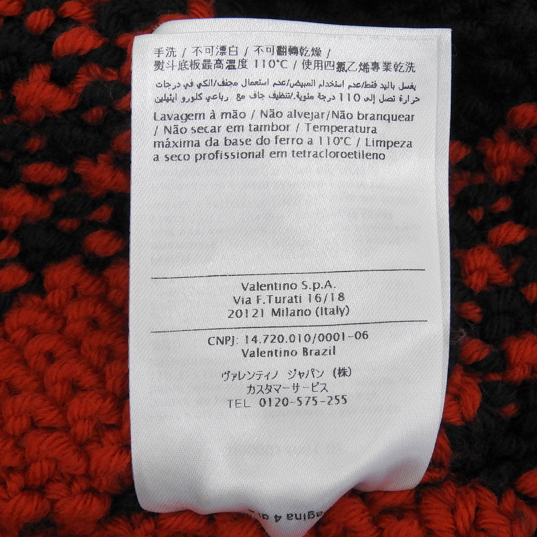 Great VALENTINO knit Buffalo check fringe Red wool mens S LV0KC15A3US