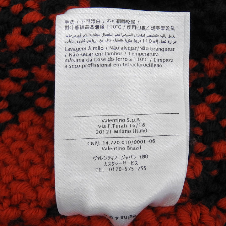 Great VALENTINO knit Buffalo check fringe Red wool mens S LV0KC15A3US