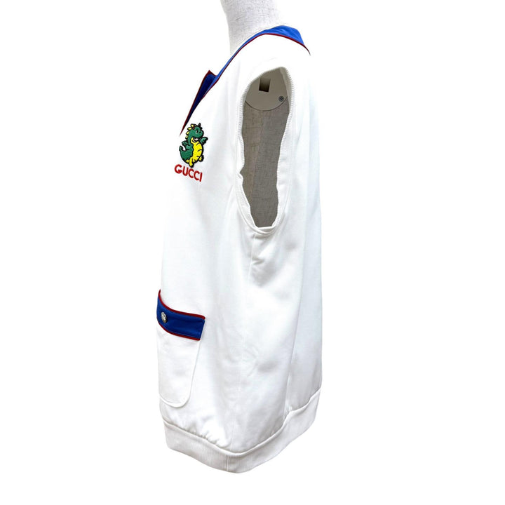 Excellent GUCCI Best Logo and dragon embroidery, padded white Women L 774204