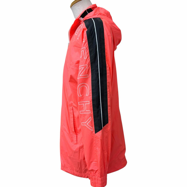 Excellent GIVENCHY Blouson Logo embroidered hooded nylon jacket salmon pink