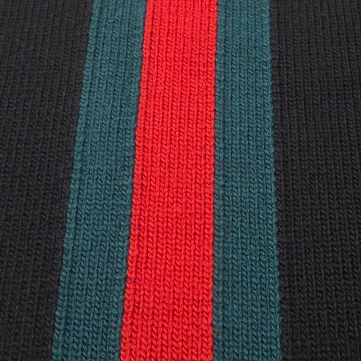 Excellent GUCCI sweater Web stripe intarsia fine wool knit black wool L 862532