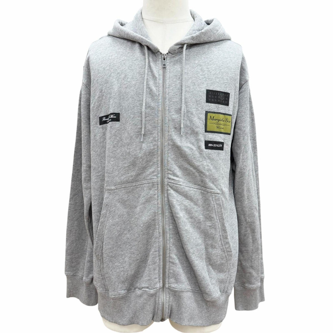 Discounted Great MM6 Maison Margiela hoodie Label patch hooded zip-up gray S SH0HG0007