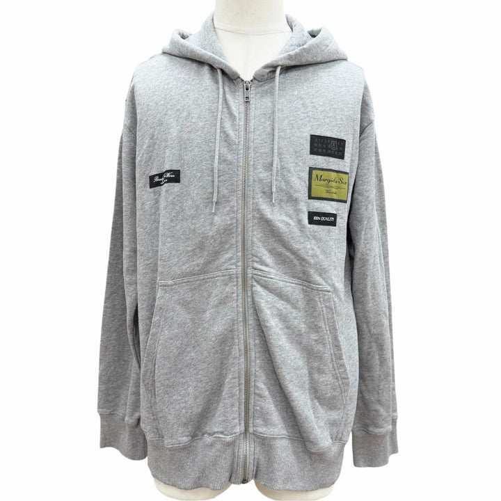 Discounted Great MM6 Maison Margiela hoodie Label patch hooded zip-up gray S SH0HG0007