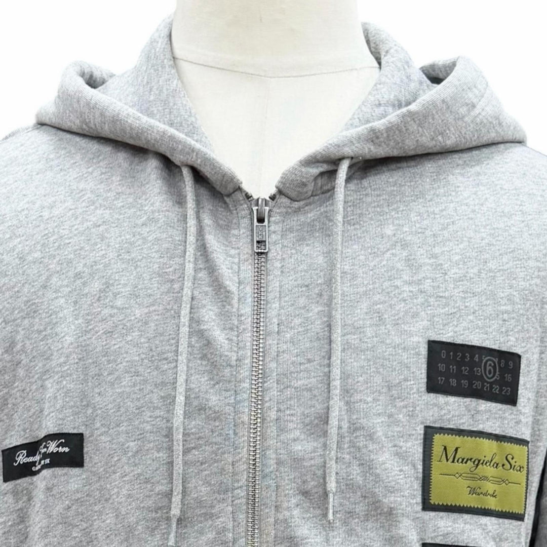 Discounted Great MM6 Maison Margiela hoodie Label patch hooded zip-up gray S SH0HG0007