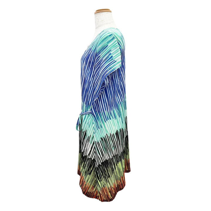 Excellent PLEATS PLEASE one piece All-over print V-neck cap sleeve 3 PP13-FT823