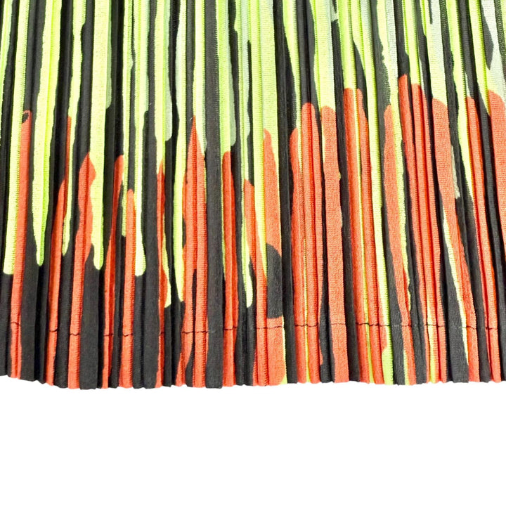 Excellent PLEATS PLEASE one piece All-over print V-neck cap sleeve 3 PP13-FT823