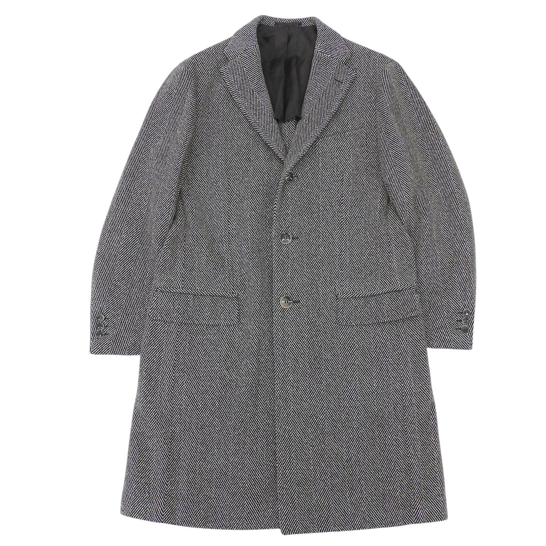 Excellent RING JACKET Chester coat Herringbone gray wool mens 52 RT014F12Y