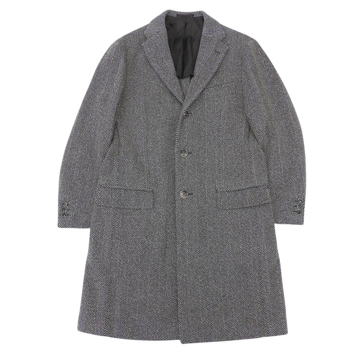 Excellent RING JACKET Chester coat Herringbone gray wool mens 52 RT014F12Y