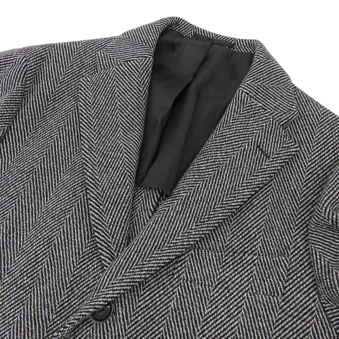 Excellent RING JACKET Chester coat Herringbone gray wool mens 52 RT014F12Y