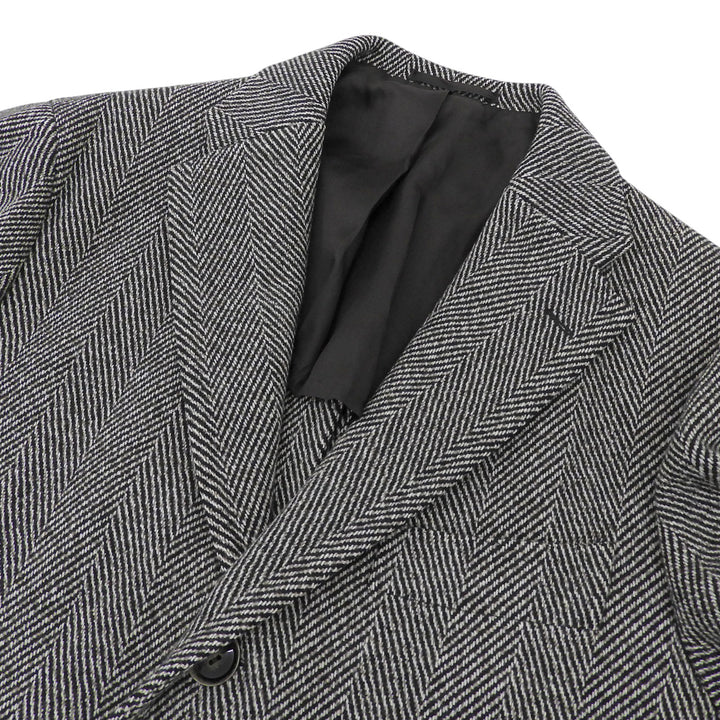 Excellent RING JACKET Chester coat Herringbone gray wool mens 52 RT014F12Y
