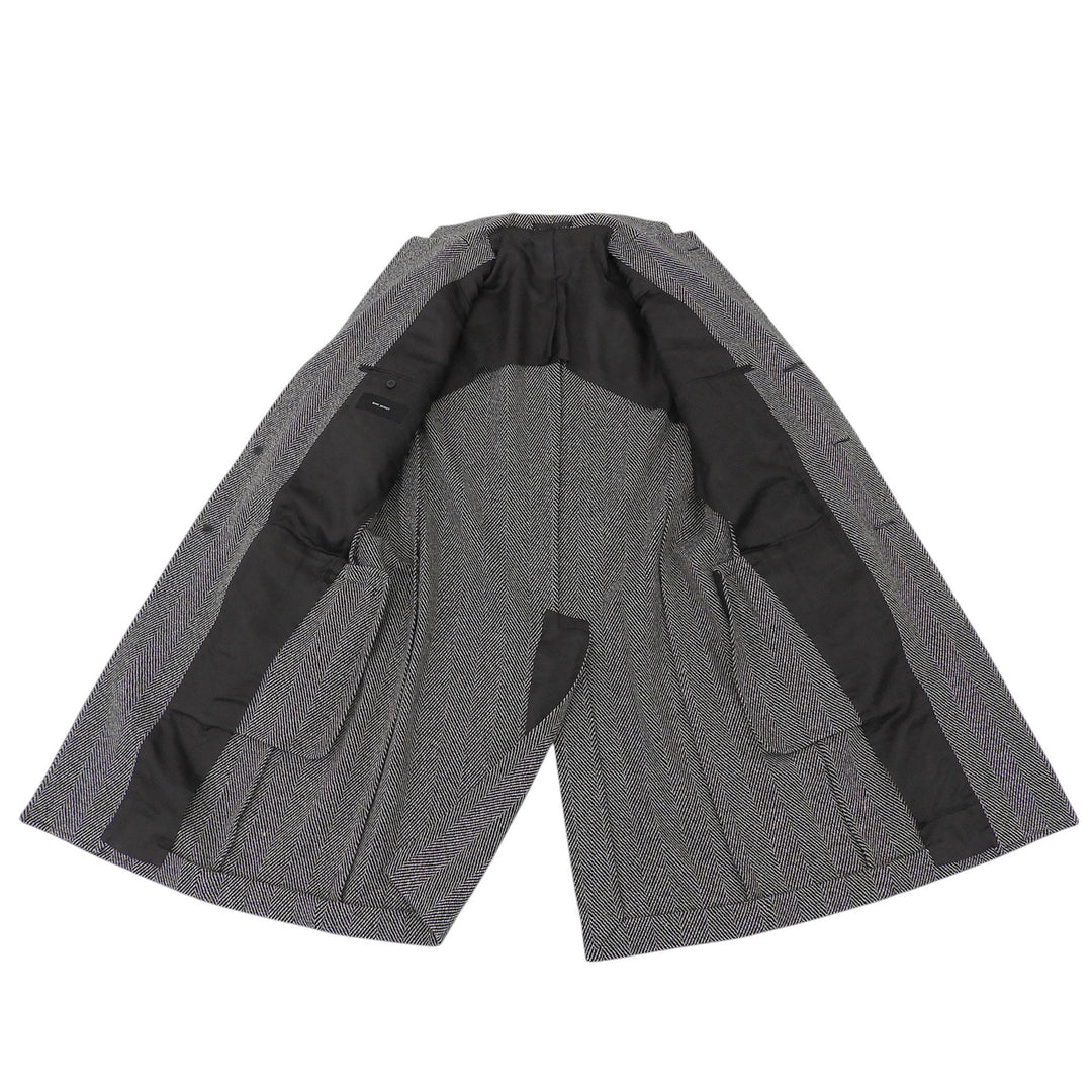 Excellent RING JACKET Chester coat Herringbone gray wool mens 52 RT014F12Y