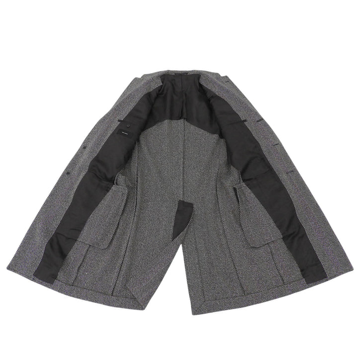 Excellent RING JACKET Chester coat Herringbone gray wool mens 52 RT014F12Y