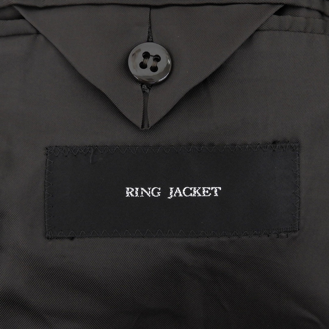 Excellent RING JACKET Chester coat Herringbone gray wool mens 52 RT014F12Y