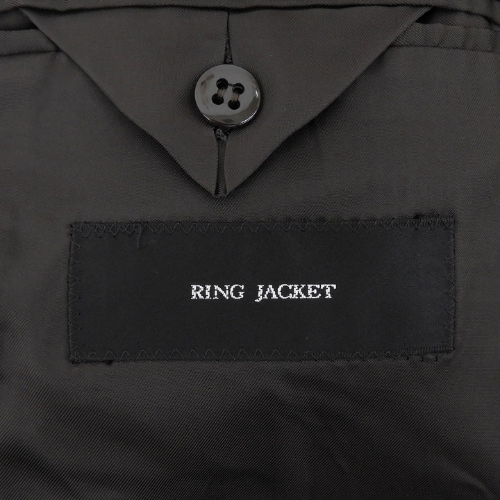 Excellent RING JACKET Chester coat Herringbone gray wool mens 52 RT014F12Y