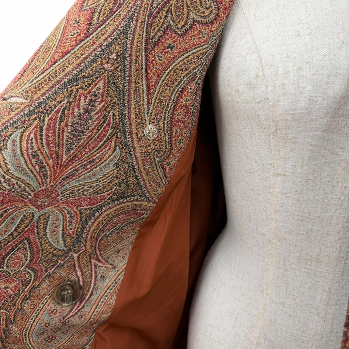 Excellent ETRO coat Logo button belt with paisley pattern Brown 38 192-17553-063