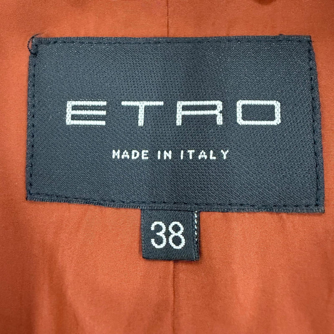 Excellent ETRO coat Logo button belt with paisley pattern Brown 38 192-17553-063