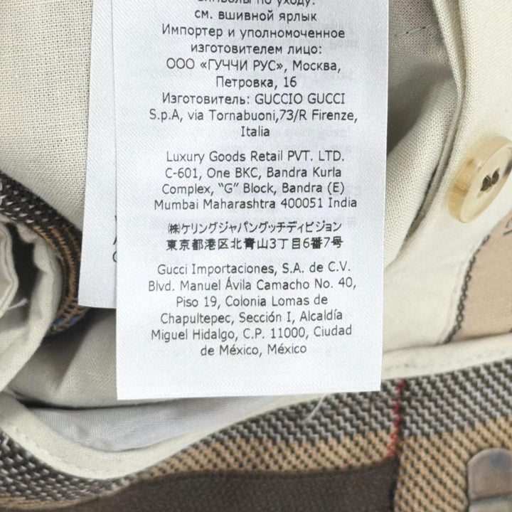 Excellent GUCCI slacks G logo, pleated, check pattern. wool 48 680704