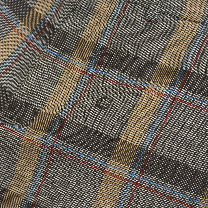 Excellent GUCCI slacks G logo, pleated, check pattern. wool 48 680704