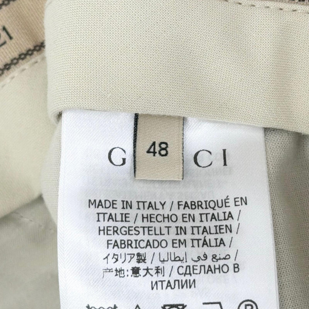 Excellent GUCCI slacks G logo, pleated, check pattern. wool 48 680704