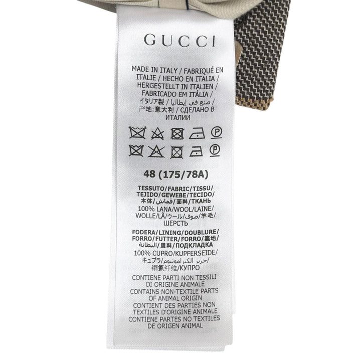 Excellent GUCCI slacks G logo, pleated, check pattern. wool 48 680704