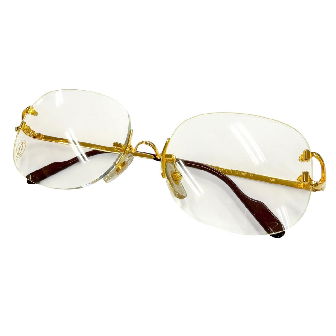 Great Cartier Glasses 2C decor Two-point rimless glasses with metal logo. mens