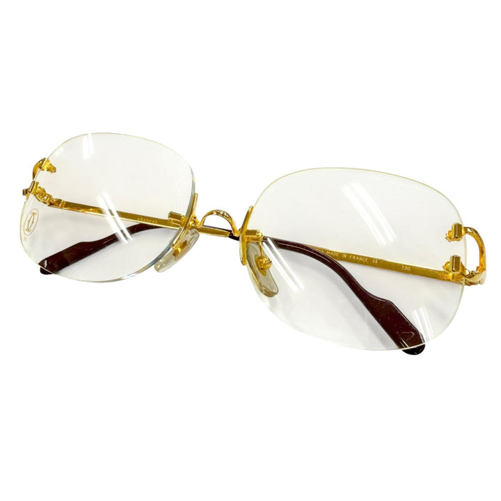 Great Cartier Glasses 2C decor Two-point rimless glasses with metal logo. mens