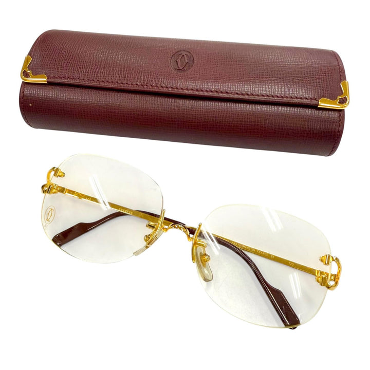 Great Cartier Glasses 2C decor Two-point rimless glasses with metal logo. mens