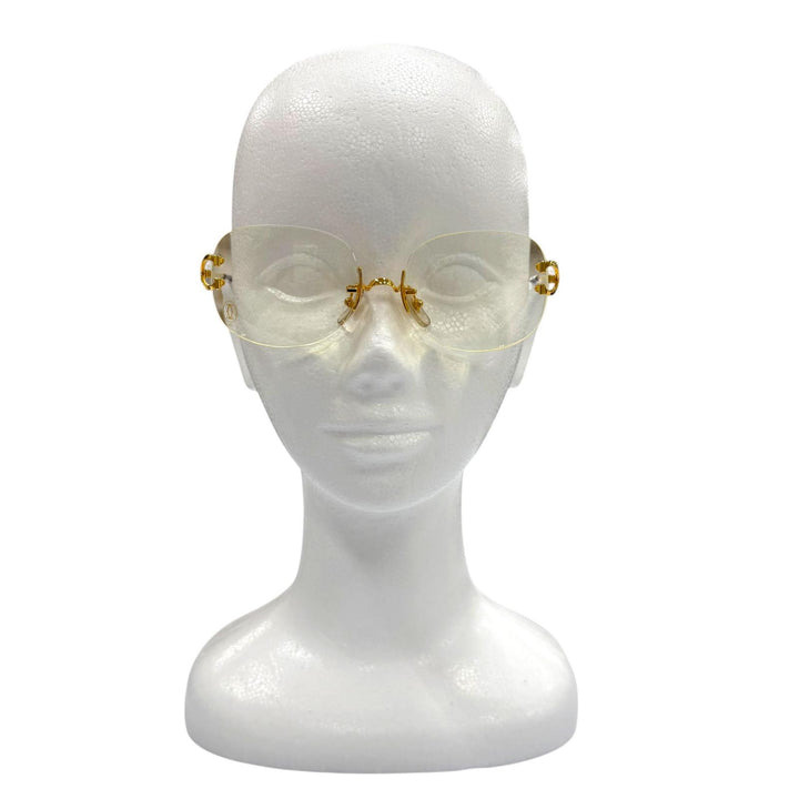 Great Cartier Glasses 2C decor Two-point rimless glasses with metal logo. mens