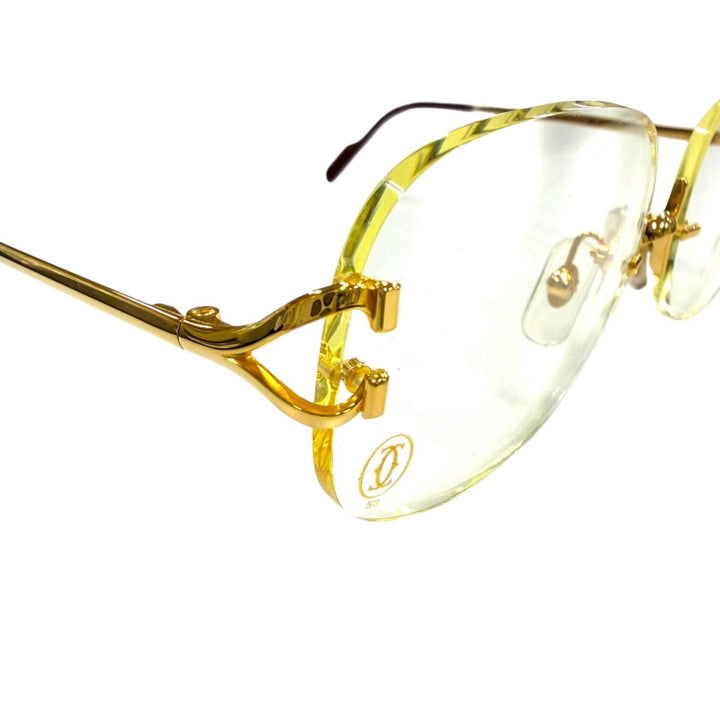Great Cartier Glasses 2C decor Two-point rimless glasses with metal logo. mens