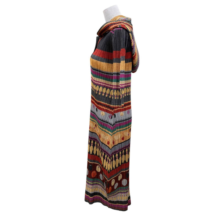 Excellent PLEATS PLEASE one piece Bowling-style hooded long multicolor 2