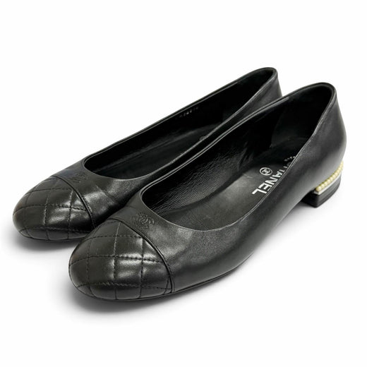 Great CHANEL pumps COCO Mark Matelassé Eco Pearl Flat black leather 37 G32832