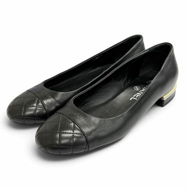 Great CHANEL pumps COCO Mark Matelassé Eco Pearl Flat black leather 37 G32832